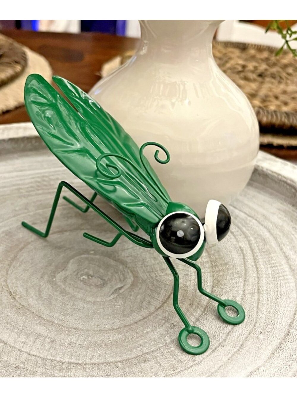 Metal Green Grasshopper Garden Pick Garden Grasshopper Flower U89